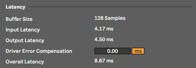Ableton latency settings